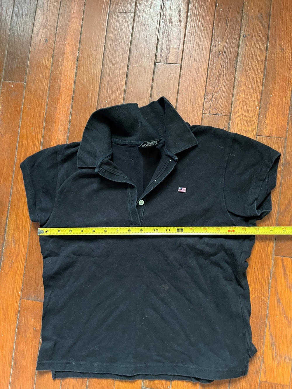 Polo by Ralph Lauren Black Short Sleeve Women's Polo with Flag Patch